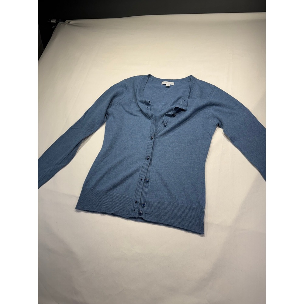 New York & Company Blue Button Front Cardigan Sweater Size S Preppy Old Money